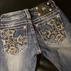 Miss Me cross embellished straight jeans